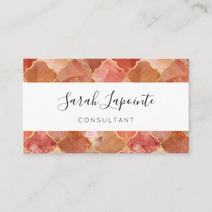Carte De Visite Rose Quartz & Gold Chic & Elégant Motif marocain