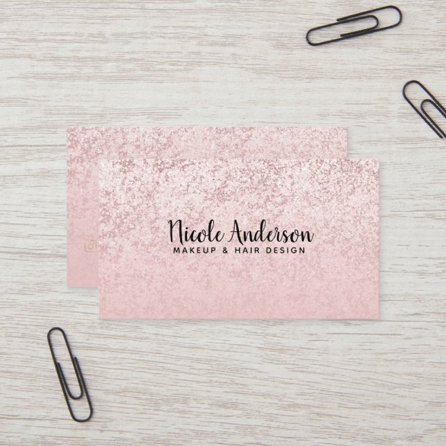 Carte De Visite Rose rose Blush Gold Parties scintillant Marbre Gl (Devant/Arrière en situation)