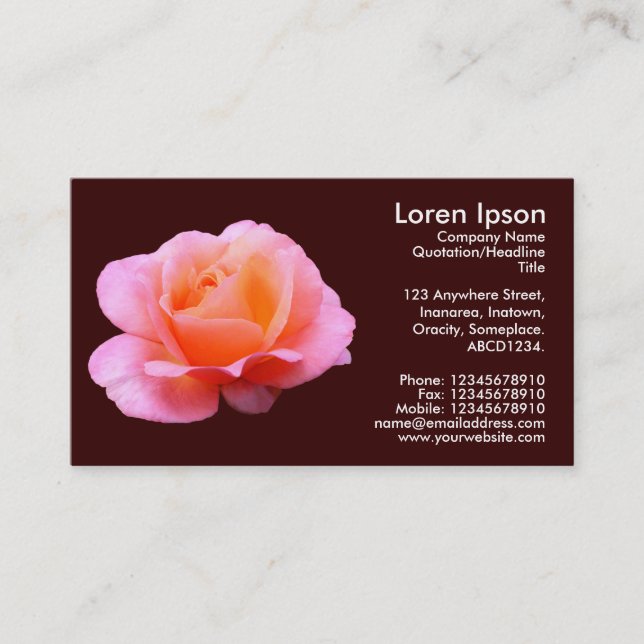 Carte De Visite Rose rose - Chocolat foncé (Devant)