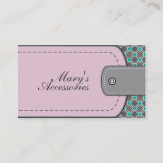 Carte De Visite Rose rose cuir look et motif gris, turquoise