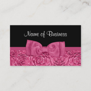 Carte De Visite Rose rose et noir chic floral avec l'arc Girly
