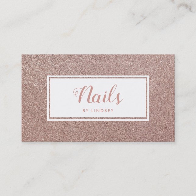 Carte De Visite Rose Rose Gold Sparkle Parties scintillant à ongle (Devant)