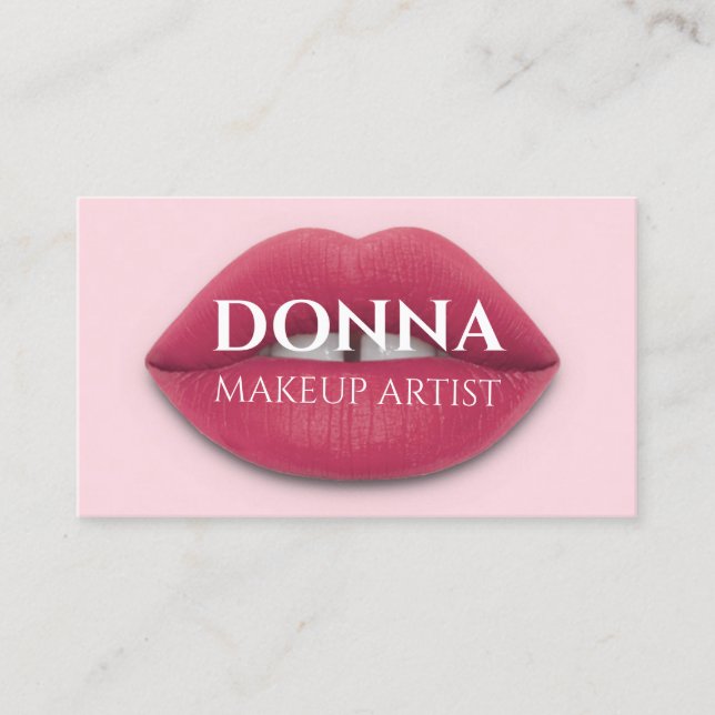 Carte De Visite Rose rose lèvres QR Code logo maquillage Artist St (Devant)