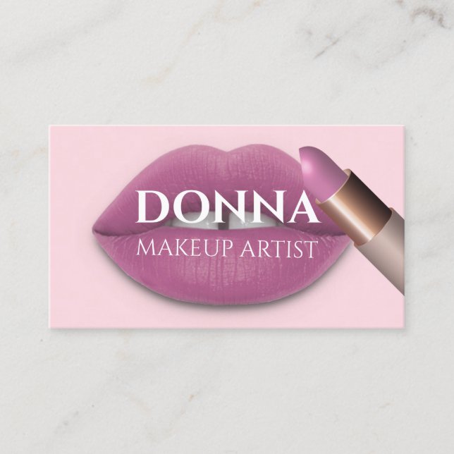 Carte De Visite Rose rose lèvres QR Code logo maquillage Lipstick (Devant)