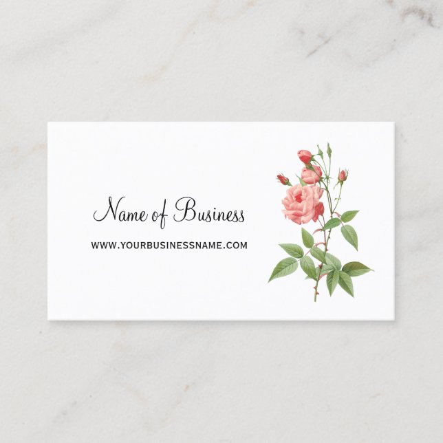 Carte De Visite Rose Rose Minimaliste (Devant)