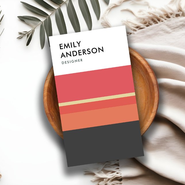 CARTE DE VISITE ROSE ROSE MODERNE ET LUMINEUSE STRIPES GRIS PEACH (Créateur téléchargé)