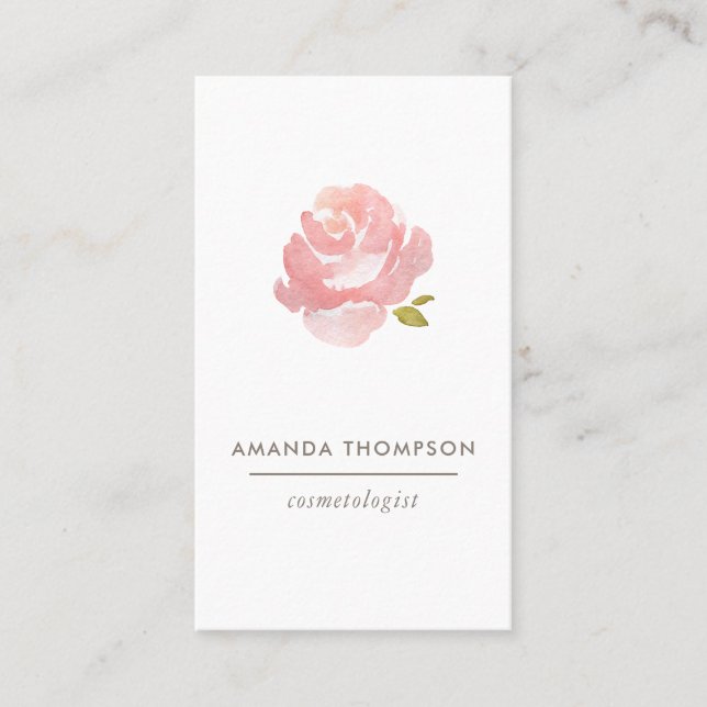 Carte De Visite Rose rose poudrée aquarelle chic (Devant)