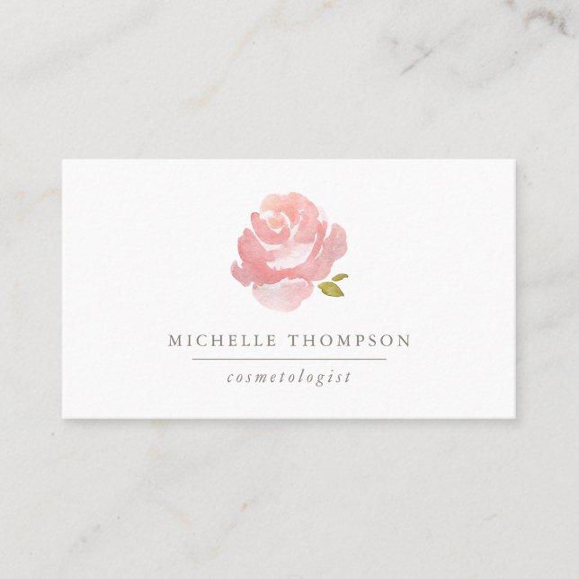 Carte De Visite Rose rose poudrée aquarelle chic (Devant)