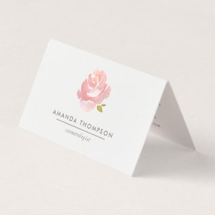 Carte De Visite Rose rose poudrée aquarelle chic