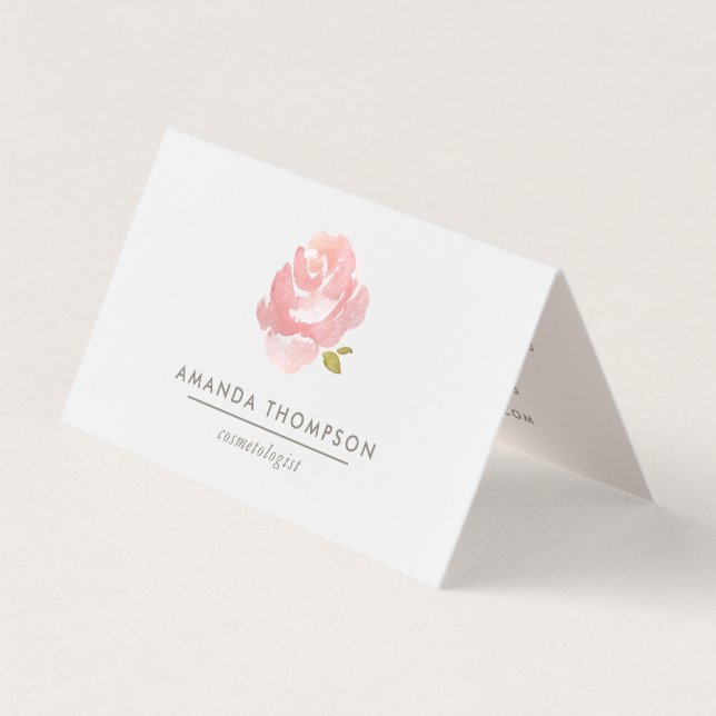 Carte De Visite Rose rose poudrée aquarelle chic (Devant)