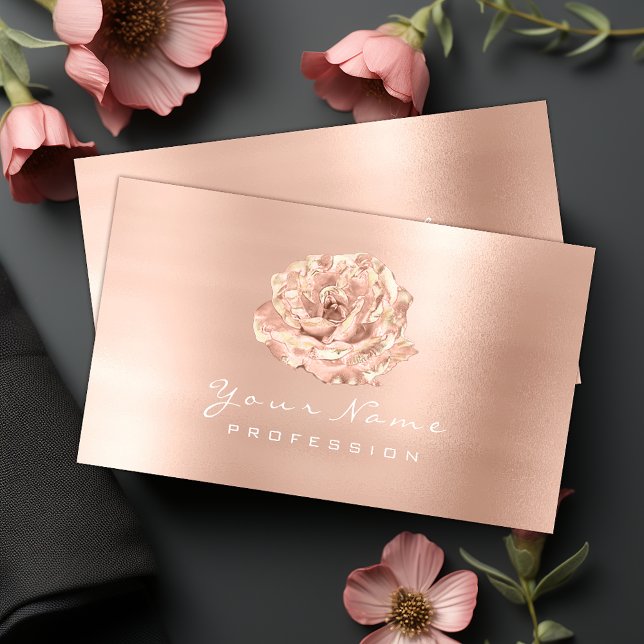 Carte De Visite Rose Rose Rose Gold Flower Blogger Stylist Événeme (Créateur téléchargé)
