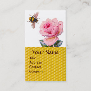CARTE DE VISITE ROSE ROSE ROSE ROSE ET HONEY BEE BEEKEEPER MONOGRA