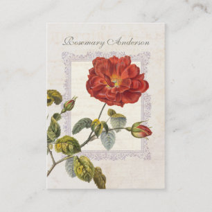 Carte De Visite Rose rouge démodé ultra élégant pour le jardinier