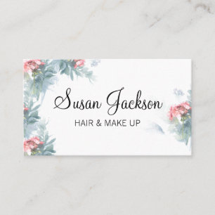 Carte De Visite Rose Sage Floral Élégant noir Script maquillage ch