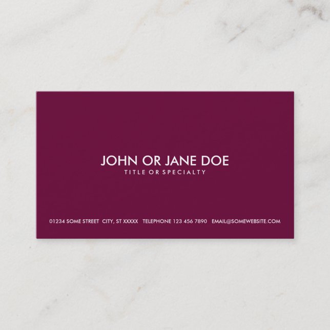 Carte De Visite rose simple (Devant)
