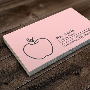 Carte De Visite Rose simple de maître d'école d'Apple