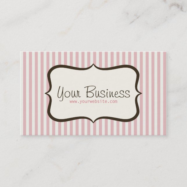 Carte de visite rose simple de rayure (Devant)