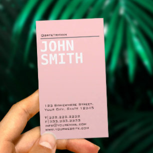 Carte de visite rose simple d'obstétricien