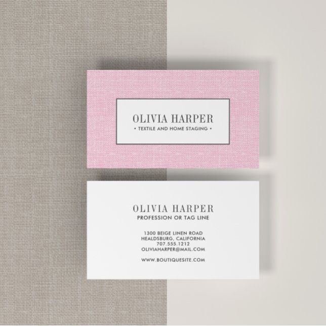 Carte De Visite Rose | Simple Elegant Linge de maison professionne (Créateur téléchargé)