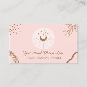 Carte De Visite Rose Simple Lune Bleue Étoiles Spirituelle Reiki