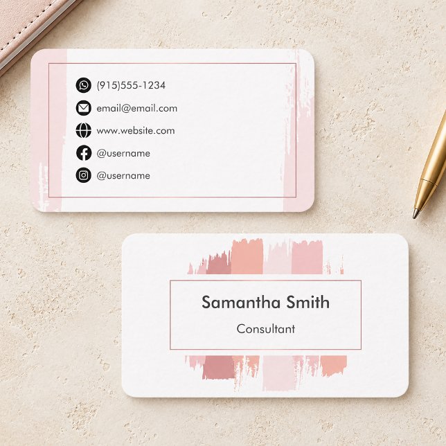 Carte De Visite Rose Simple Moderne (Pink Simple Modern Business Card)