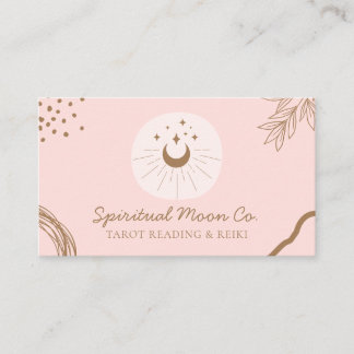 Carte De Visite Rose Simple Rouge Lune Étoiles Spirituel Reiki