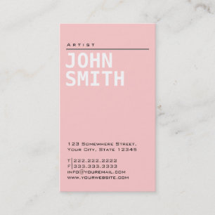 Carte de visite rose simple simple d'artiste