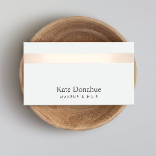 Carte De Visite Rose subtil Or rayé Moderne Design Gris