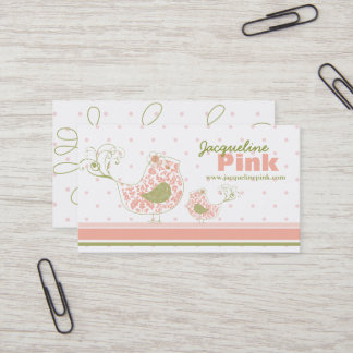 Carte De Visite Rose Tourbillonnant Fantaisiste Damassé Maman et B