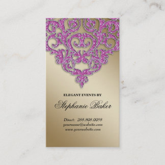Carte De Visite Rose V d'étincelle d'or de damassé d'organisateur