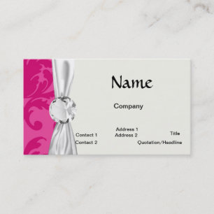 Carte De Visite rose vif sur motif damassé chic rose