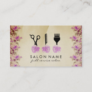 Carte De Visite rose vintage chic de pourpre de styliste en
