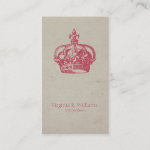 Carte De Visite Rose vintage de la Reine de couronne