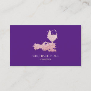Carte De Visite Rose violet doré rose vin sommelier