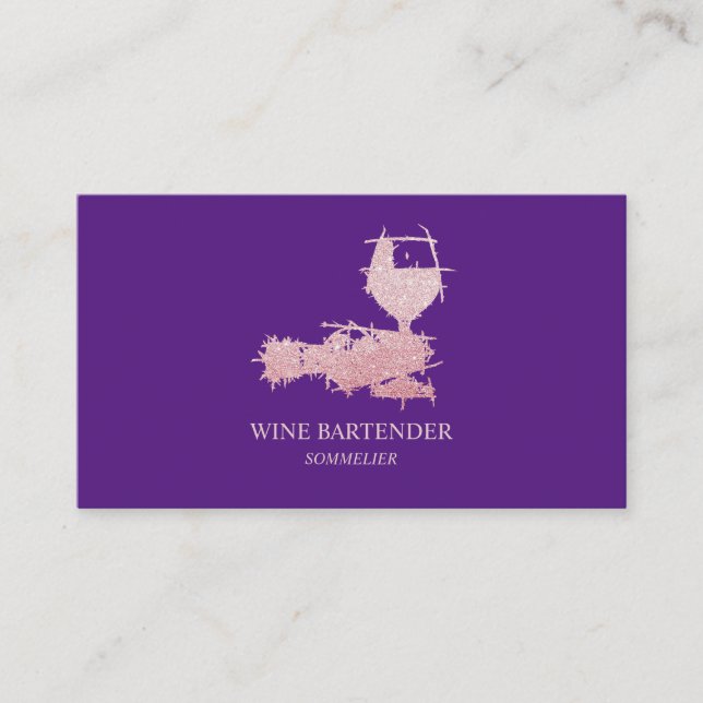 Carte De Visite Rose violet doré rose vin sommelier (Devant)