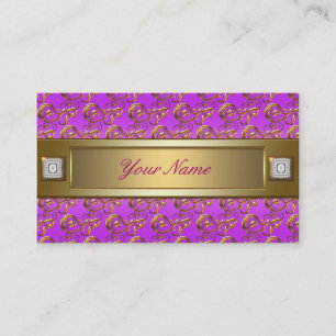 Carte De Visite Rose Violet Pourpre Or Tourbillons Élégant