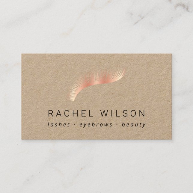 Carte De Visite Rosegold eyelash Rustic Kraft (Devant)
