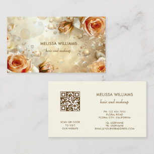 Carte De Visite Roses Abricot Luxe