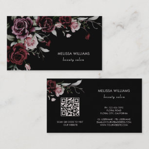 Carte De Visite Roses Aquarelle Fond Noir