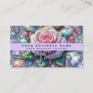 Carte De Visite Roses arc-en-ciel girly modernes et pierres précie