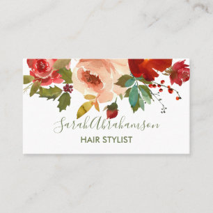 Carte de visite Roses Bourgogne Crème Rouge Hiver