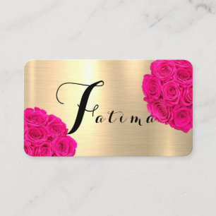 Carte De Visite Roses Brillantes Dorées Lettre F
