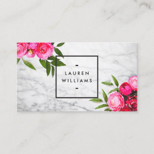 Carte De Visite Roses d'aquarelle Luxe Bold en marbre