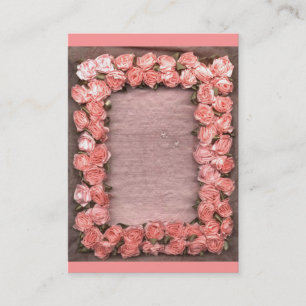 Carte De Visite Roses De Ruban Et Feuilles Satin Photo Frame Entre