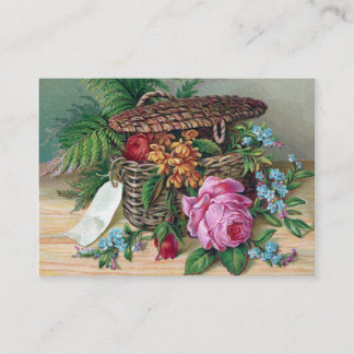 Carte De Visite Roses et fougères dans le cru de panier victorien