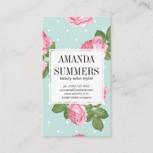 Carte De Visite Roses et Pois contemporains