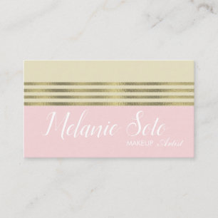 Carte De Visite Roses Faux Gold Lines Colorblock Blush Salon Maqui