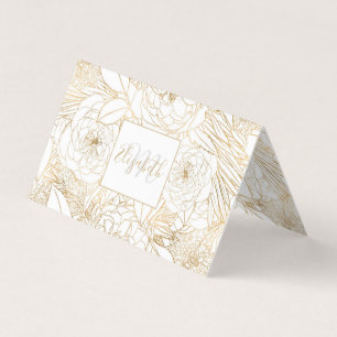 Carte De Visite Roses or tendance & Fleurs Marigold Design blanc