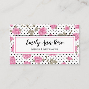 Carte De Visite Roses rose Fille Script Fille Floral Moderne