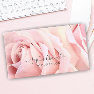 Carte De Visite Roses rose pâle, Texte gris foncé, Classé